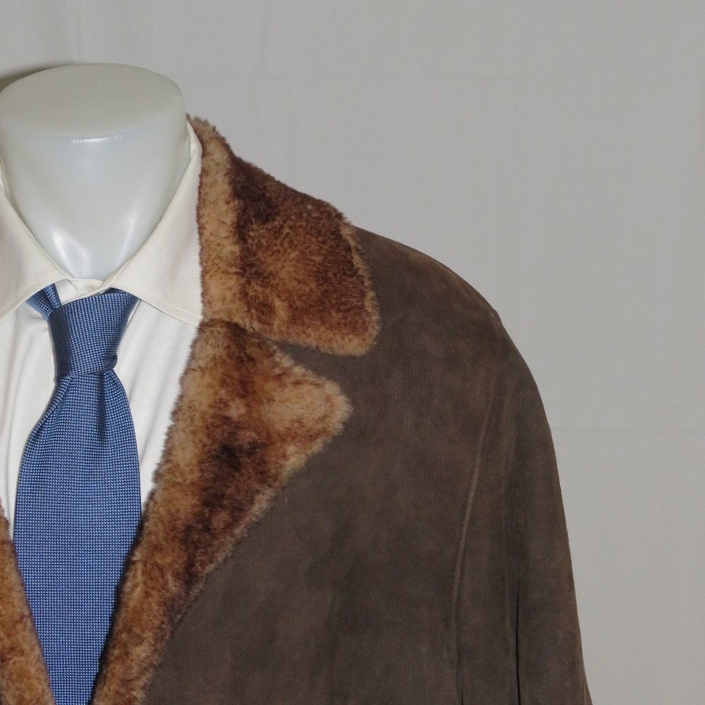 Rafeal Brown Suede leather Shearling Coat 42 44 46